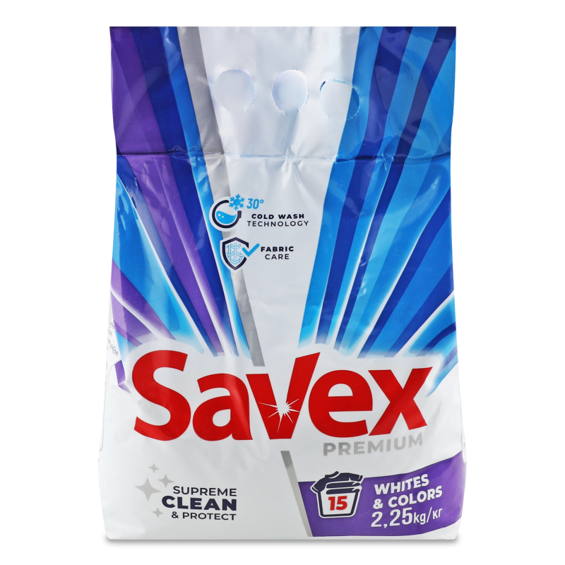 Засіб миючий порошкоподібний Premium White&Colors автомат 2,25кг Savex