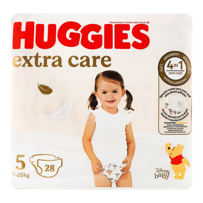 Подгузники для детей 11-25кг 5 Extra Care Huggies 28шт Huggies ...