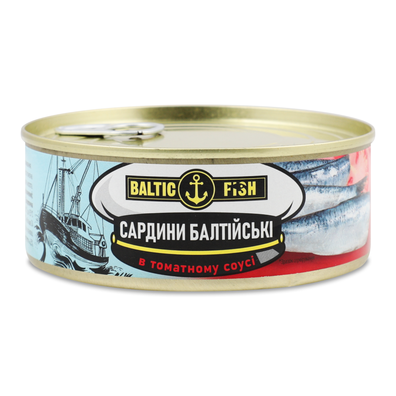 Сардини Балтійські в томатному соусі 240г ж/б з ключем Baltic Fish