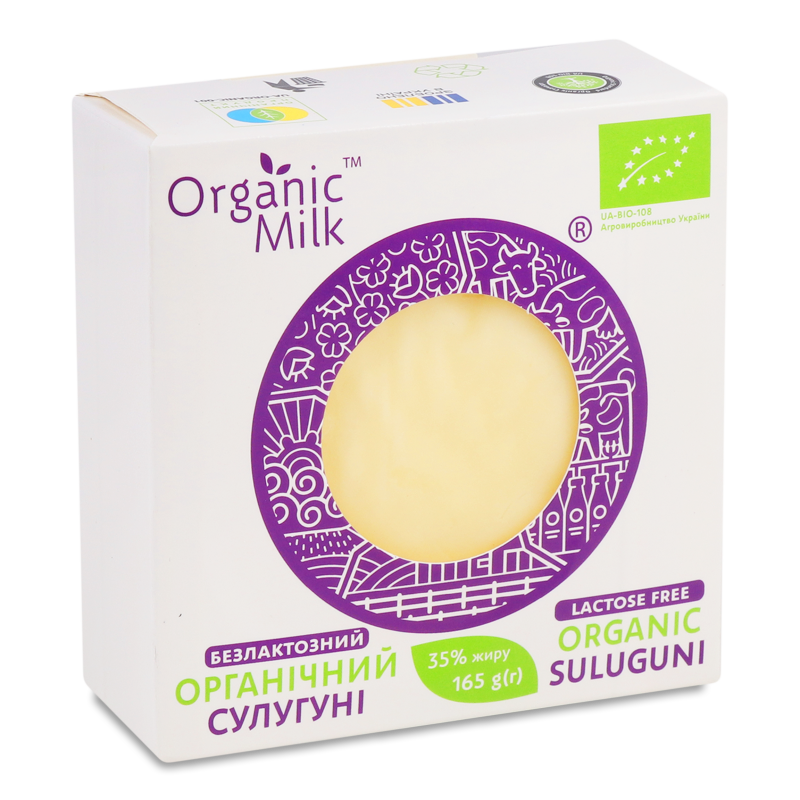Сир Сулугуні безлактозний органічний 35% 165г коробка Organic Milk