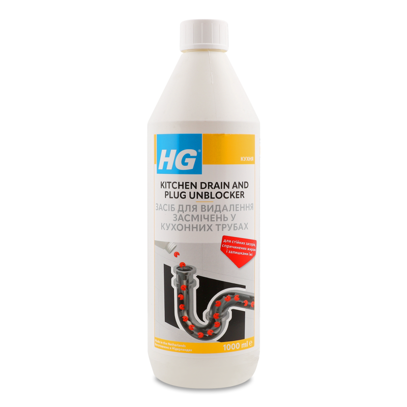 Засіб д/видалення засмічень у кухонних трубах 1000мл HG