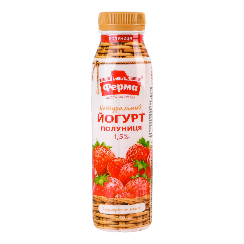 Йогурт 1.5% питний Полуниця Ферма п/пл