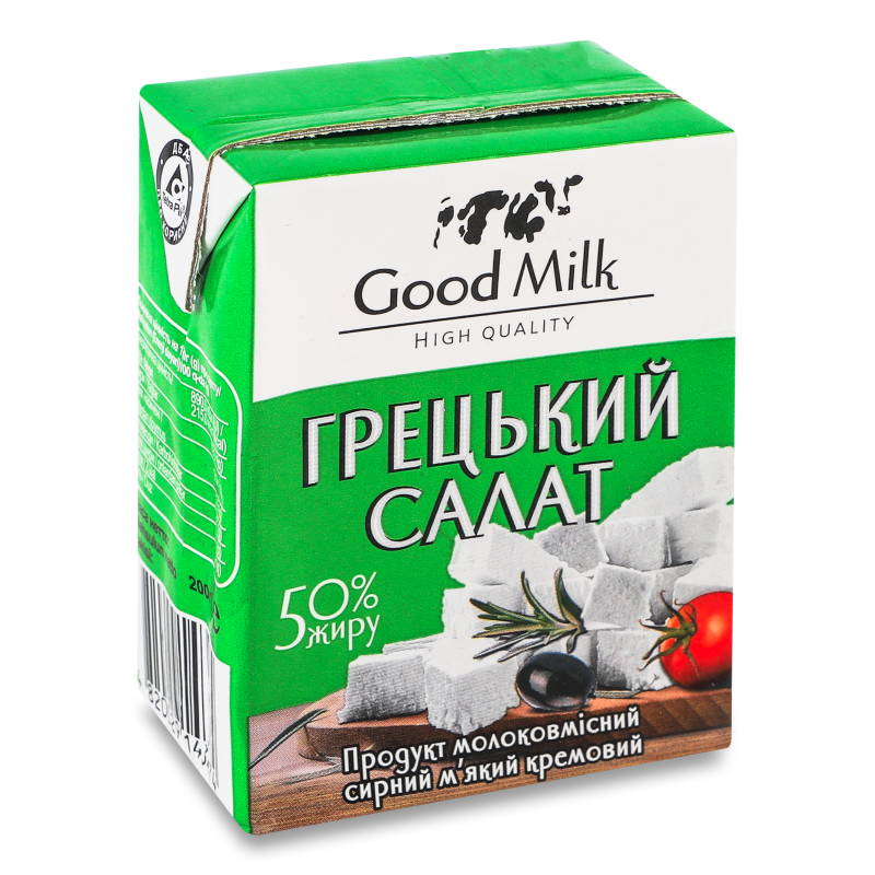 Продукт молоковмісний сирний м’який Грецький салат кремовий 50% 200г т/п Good Milk
