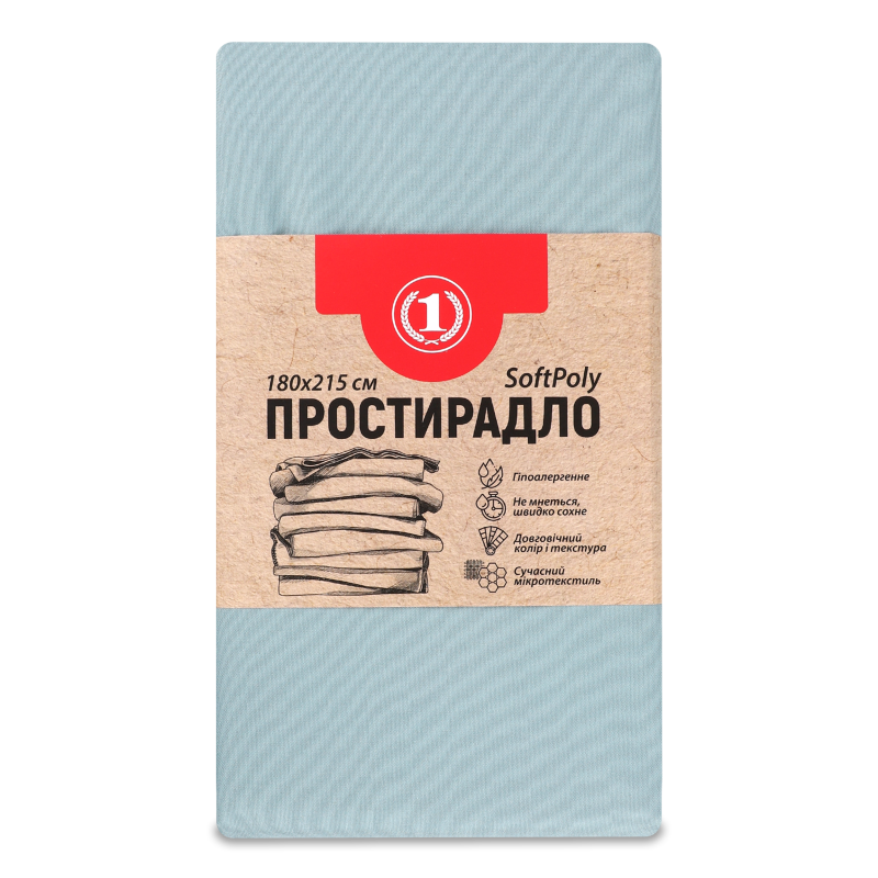 Простирадло бірюзово-сіре 180*215см ТМ “1”