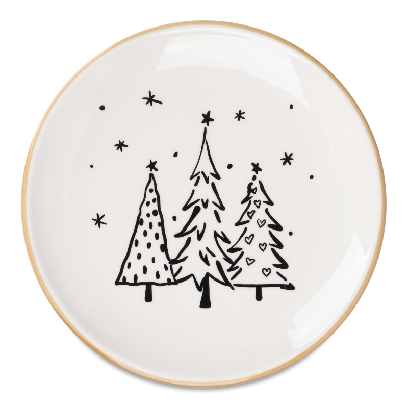 Тарілка десертна Ялинки біла порцеляна 20,4см AZD502260