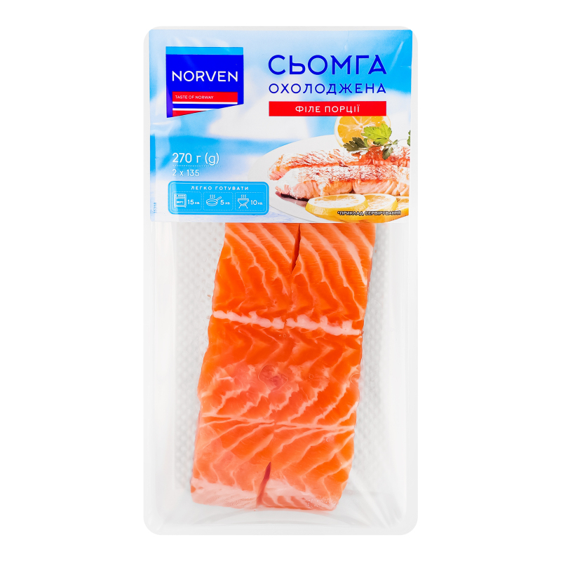 Сьомга філе порції Norven з/ш охол лоток 2х135г Norven