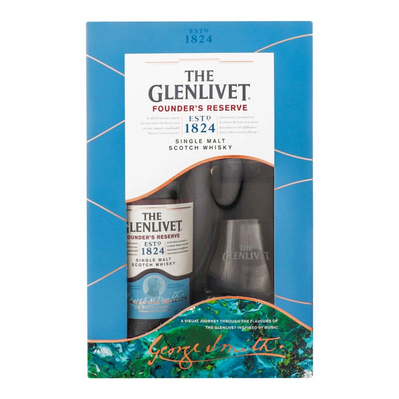 【蒸留所限定】THE GLENLIVET 空箱 シリアル入 木製ケース Набор Glenlivet Виски Founder's reserve 40% 0.7л + 2 стакана 1шт