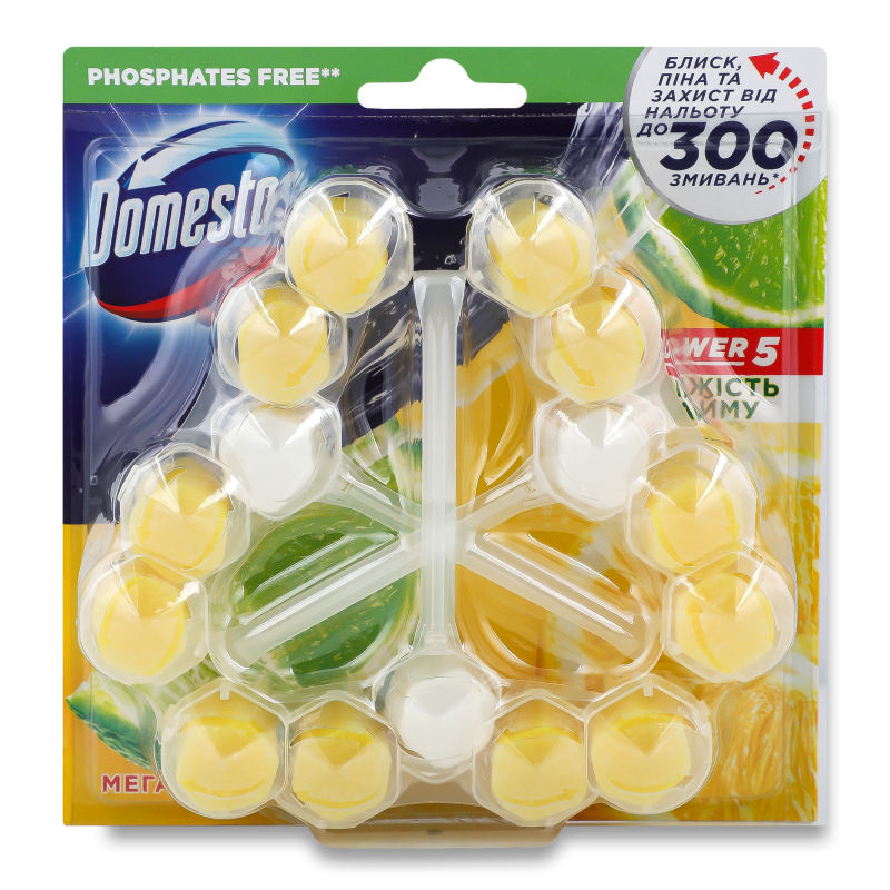 Блок д/очищення унітазу Пауер 5 Свіжість лайму 3*55г Доместос