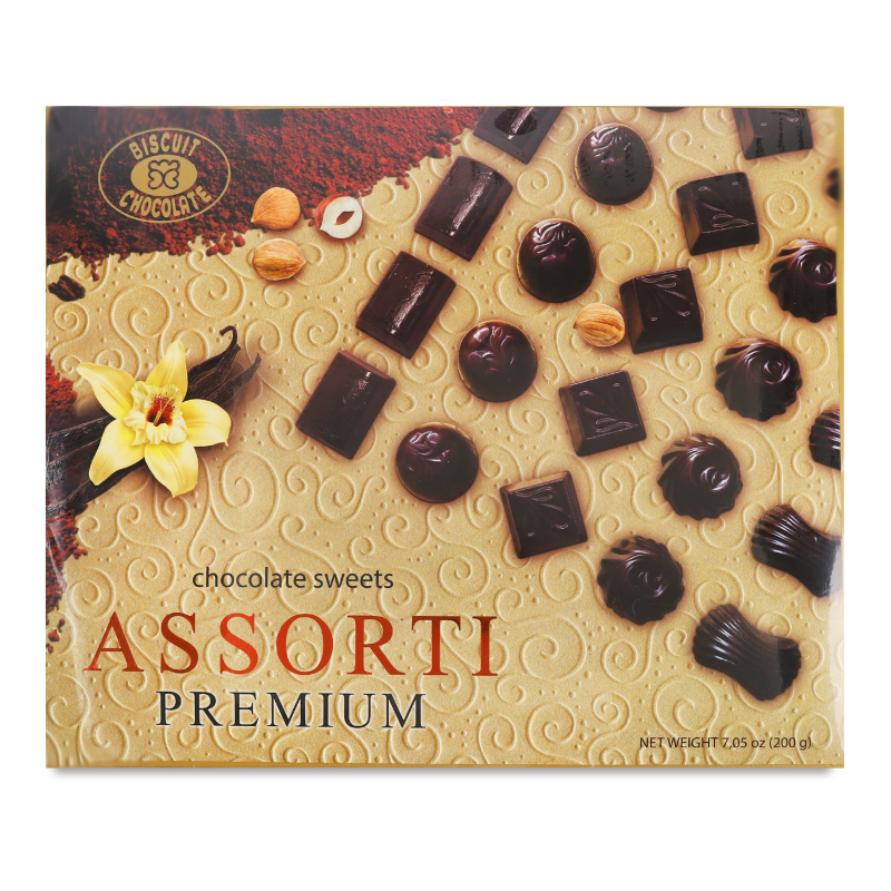 Цукерки Асорті Преміум 200г Бісквіт-шоколад