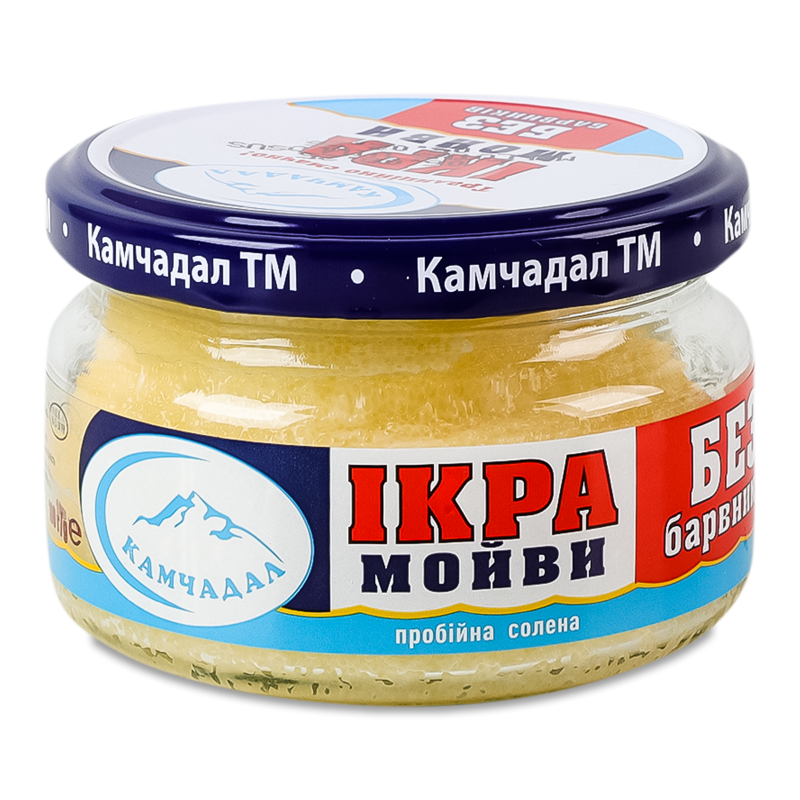 Ікра мойви пробійна солена 180г скло Камчадал