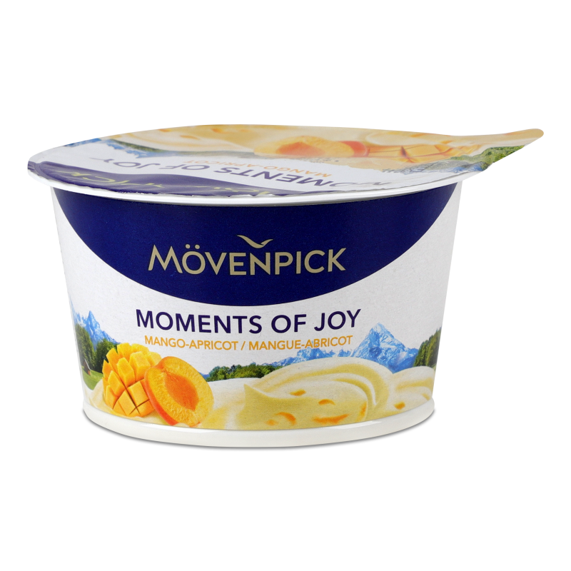 Йогурт Преміум Моментс Манго-абрикос 5% 100г стакан Мовенпік
