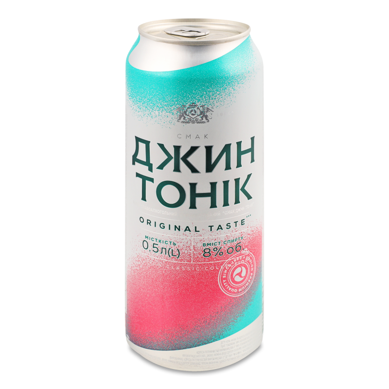 Напій слабоалкогольний Джин-тонік 8% 0,5л ж/б Оболонь