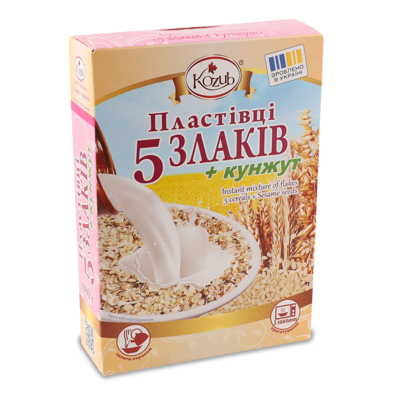 Пластівці 5злаків+кунжут 600г Козуб продукт