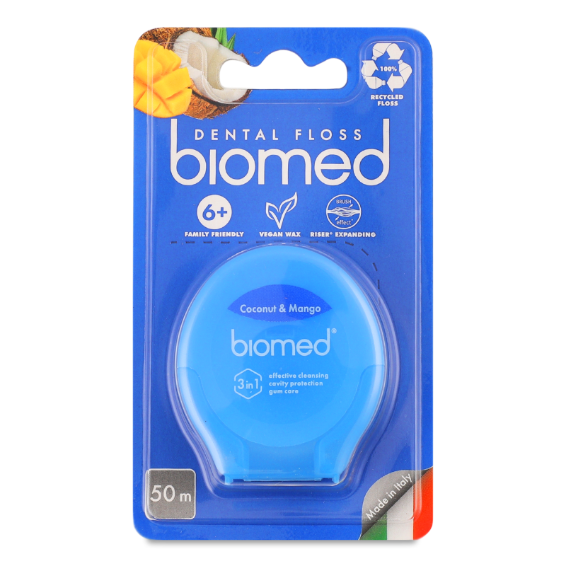 Нитка зубна з ароматом кокосу та манго 50м Біомед
