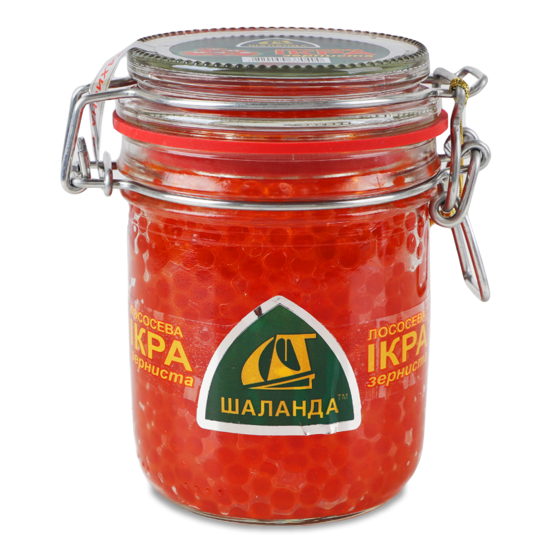 Ікра лососева червона зерниста 350г скло Шаланда