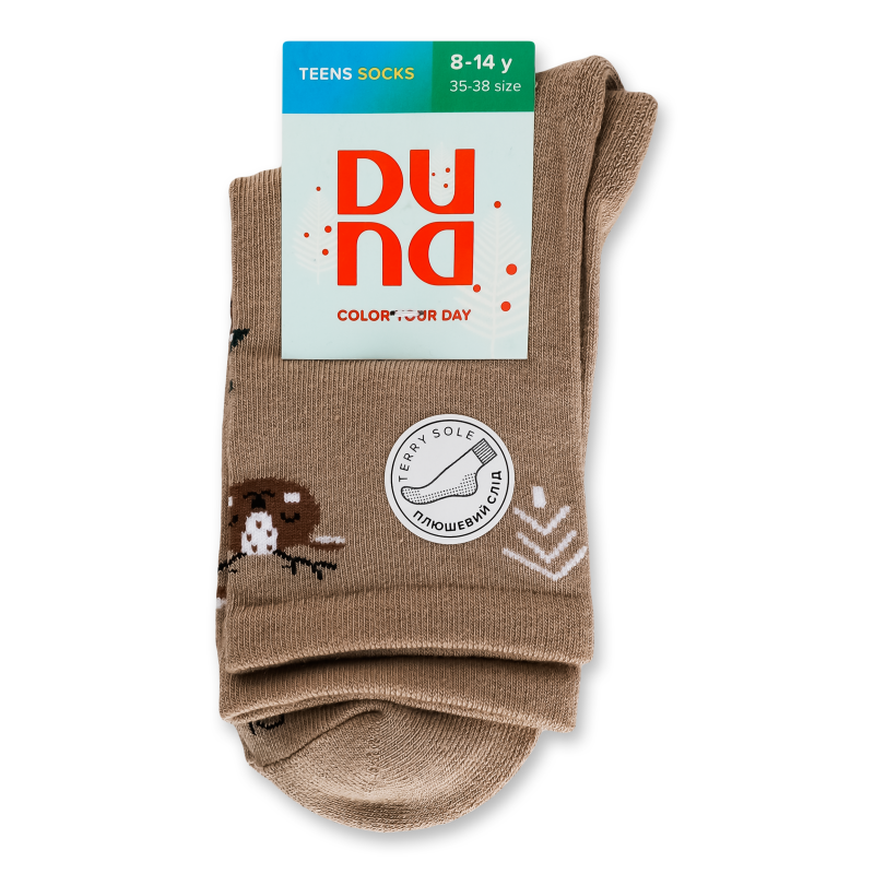 Шкарпетки дитячі Оленята темно-сіро-бежеві зима р.22-24 4068 Duna