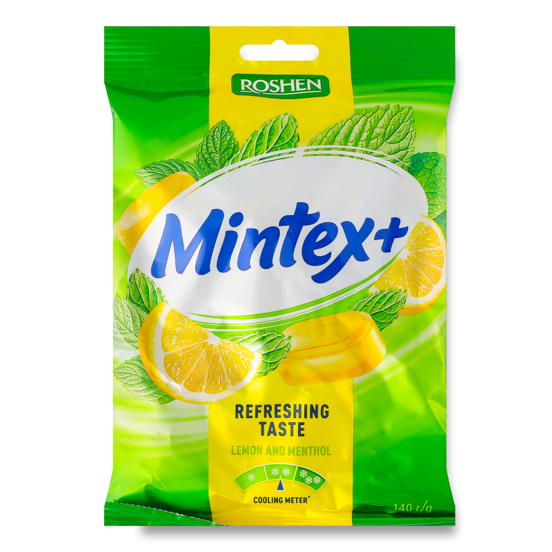 Карамель льодяникова Мінтекс+ з смаком лимону та ментолу 140г Рошен
