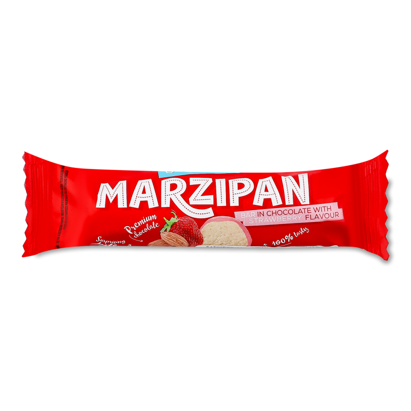 Батончик марципановий в шоколаді з ароматом полуниці 40г Skriveru