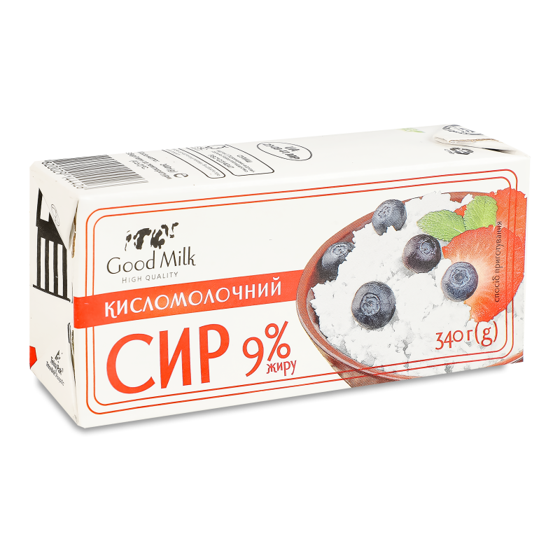 Сир кисломолочний 9% 340г т/п Good Milk