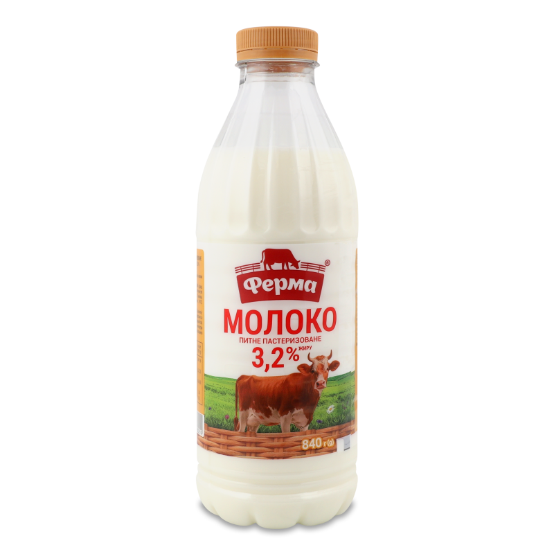 Молоко пастеризоване 3,2% 840г пет Ферма