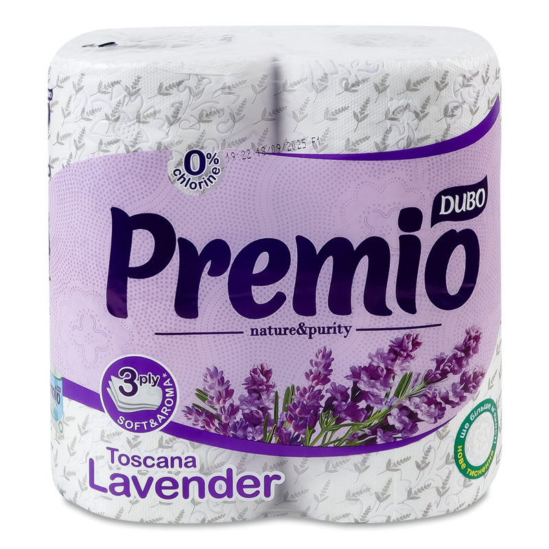 Папір туалетний Premio Toscana лавенде білий 3шари 4шт гільза Диво
