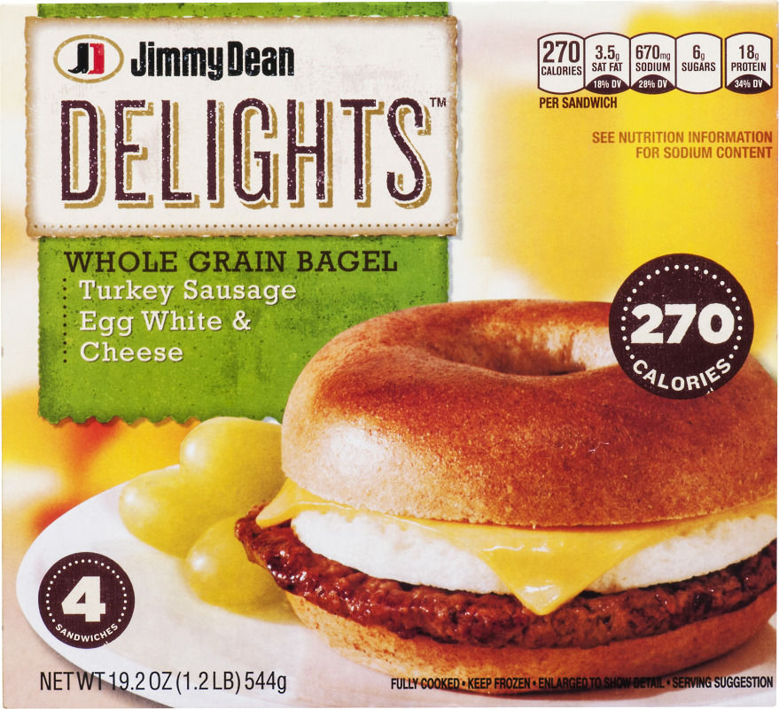 Jimmy Dean Delights Whole Grain Bagel Turkey Sausage Egg White & Cheese