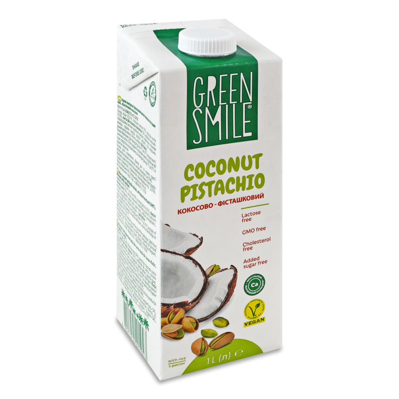 Напій рисово-кокосово-фісташковий збагачений кальцієм ультрапастеризований 1л т/брік Green Smile