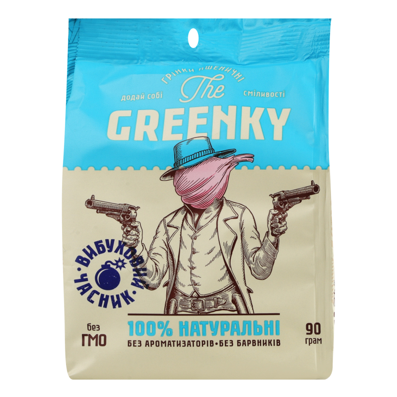 Гренки пшеничные Взрывной чеснок The Greenky м/у 90г The Greenky
