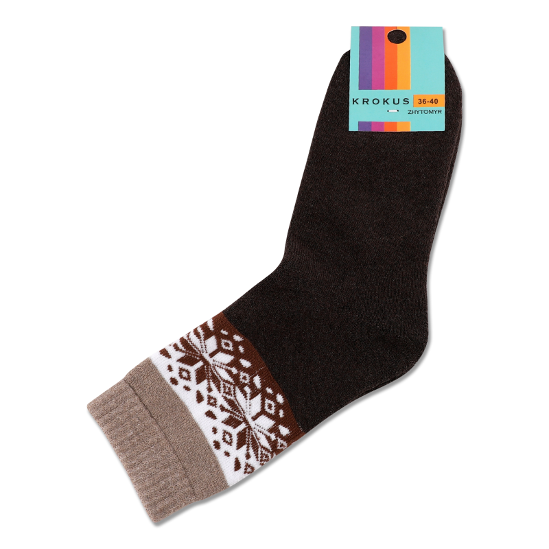 Шкарпетки жіночі Орнамент сніжинки махрові високі р.36-40 Krokus