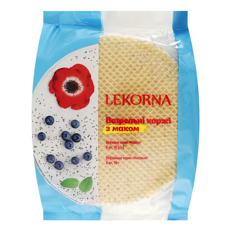 Коржи вафельные с маком Lekorna м/у 90г LEKORNA(4820143331405): купить ...