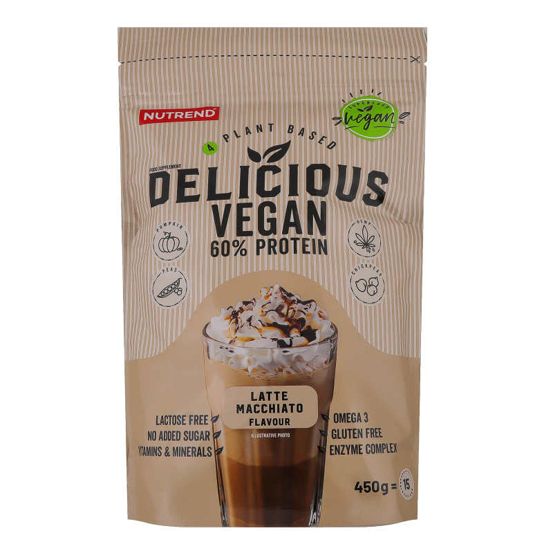 Добавка харчова з підсолоджувачами Латте-макіато Delicious Vegan Protein Nutrend