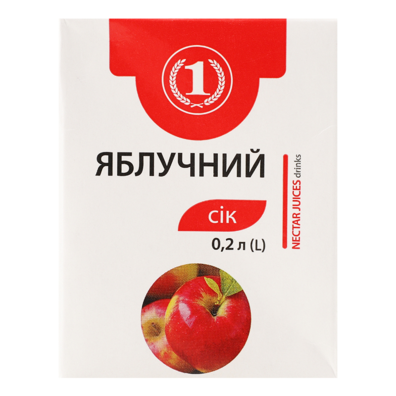 Сік відновлений освітлений стерилізований яблучний ТМ "1" т/п
