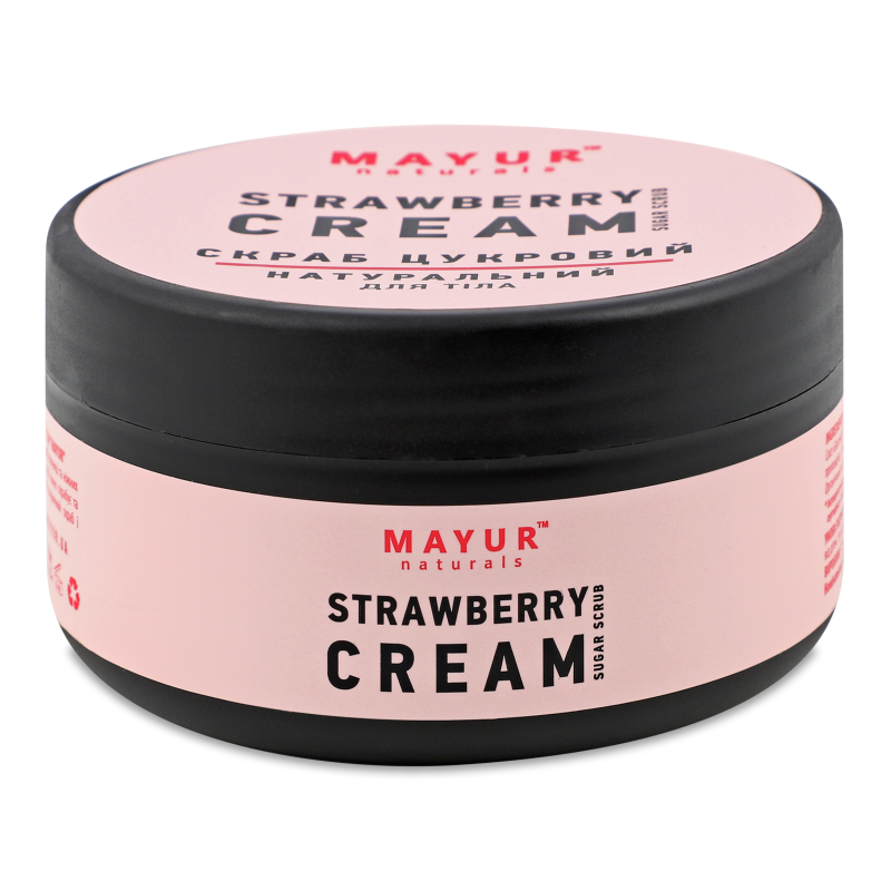 Скраб д/тіла цукровий Полуниця з вершками натуральний 250мл Маюр