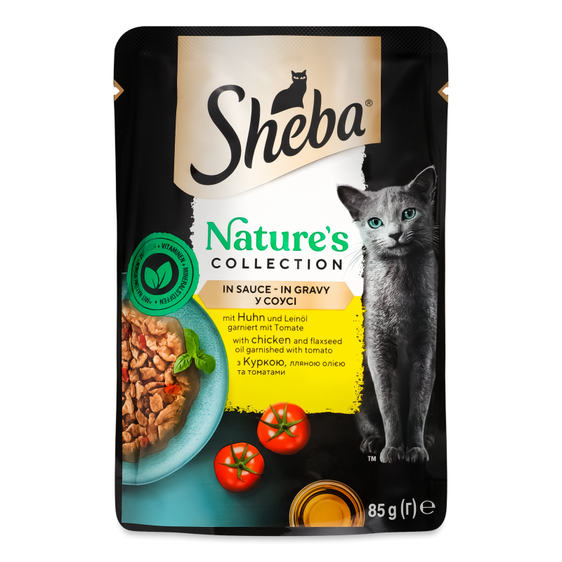 Корм д/котів Nature”s Collection з куркою лляною олією та томатами в соусі 85г пауч Sheba