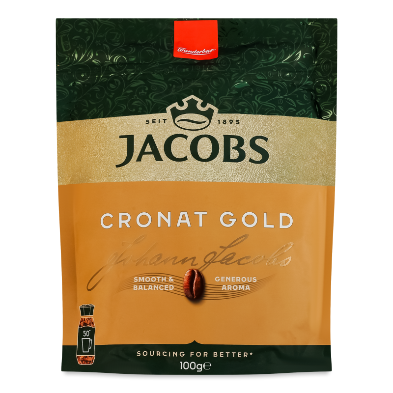 Кава Cronat Gold розчинна сублімована 100г економ пакет Jacobs