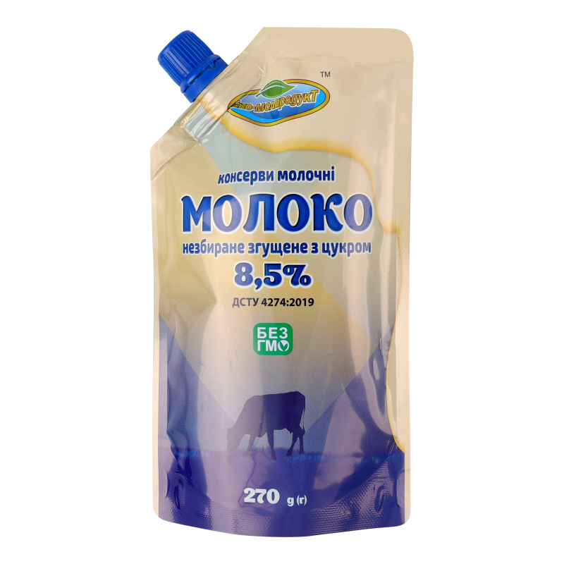 Молоко згущене 8.5% незбиране з цукром Еко-молпродукт д/п