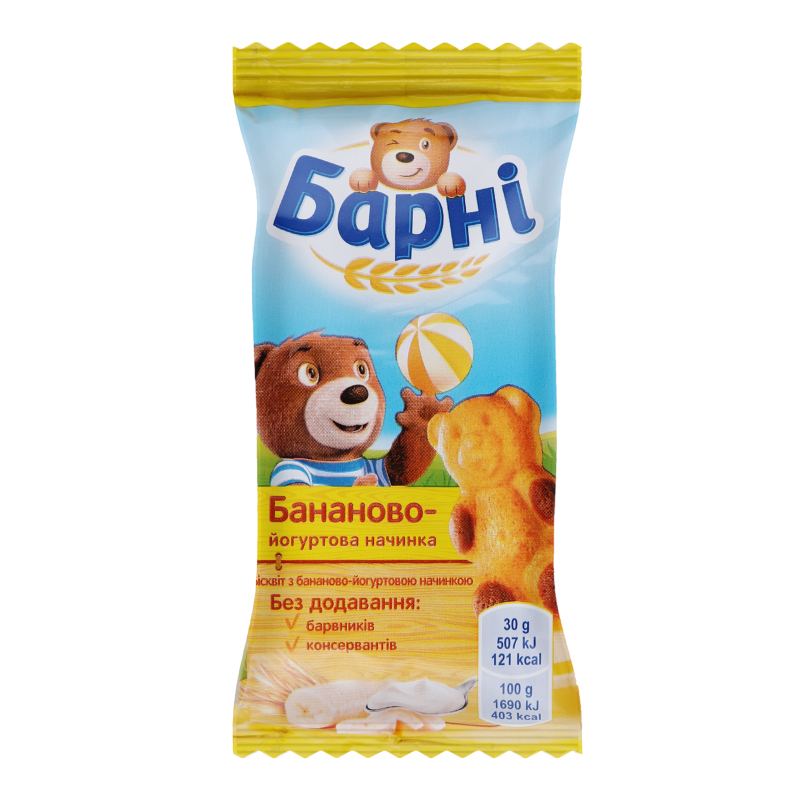 Бісквіт ведмежа Барні з бананово-йогуртовою начинкою Kraft м/у 30г ...