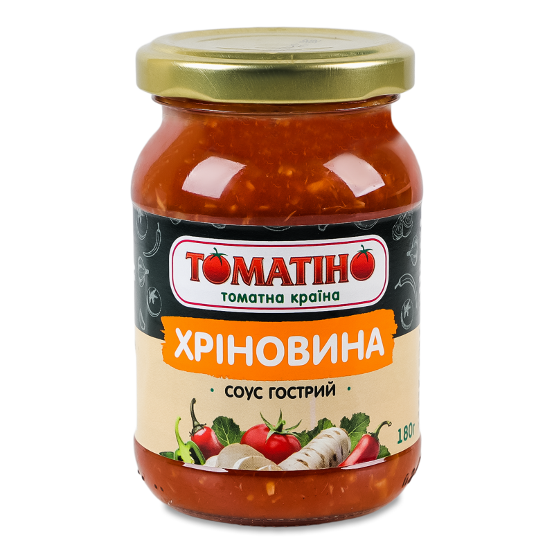 Соус Хріновина гострий з томатами та часником 180г твіст/б Томатіно