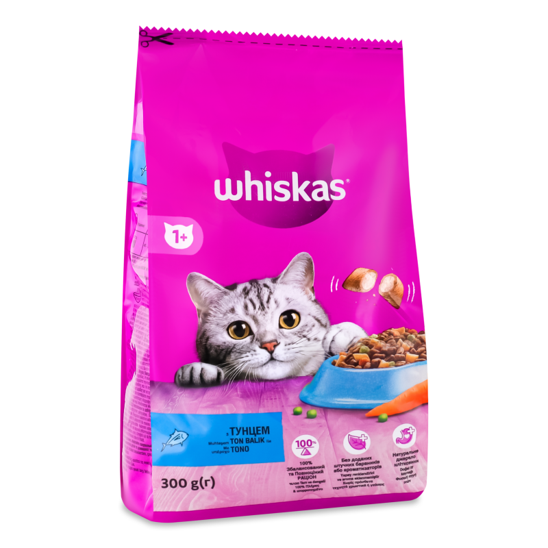 Корм д/дорослих котів з тунцем сухий 300г м/у Whiskas