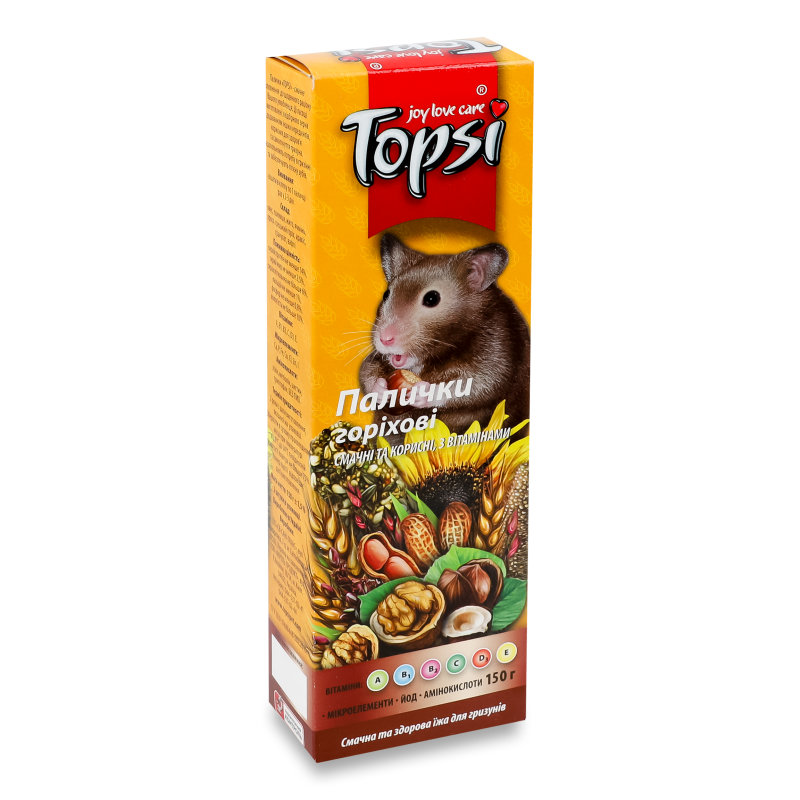 Палички д/гризунів горіхові 100г Топсі
