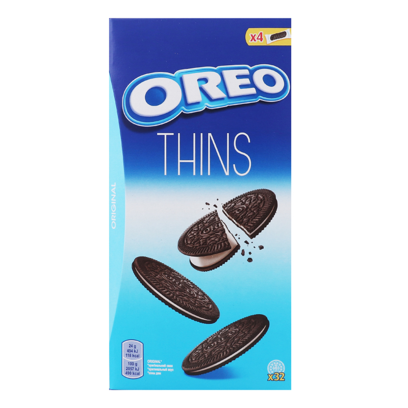 Печиво з какао та начинкою зі смаком ванілі Thins Oreo к/у