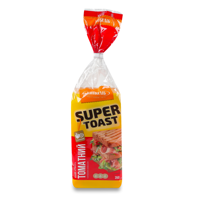 Хліб Тост томатний нарізаний скибками 350г плівка Київхліб