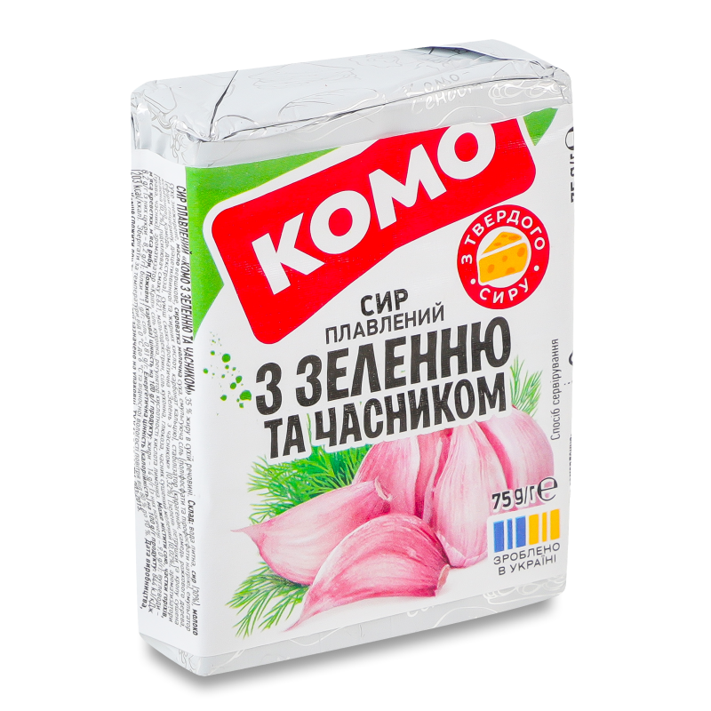 Сир плавлений з зеленню та часником 35% 75г Комо