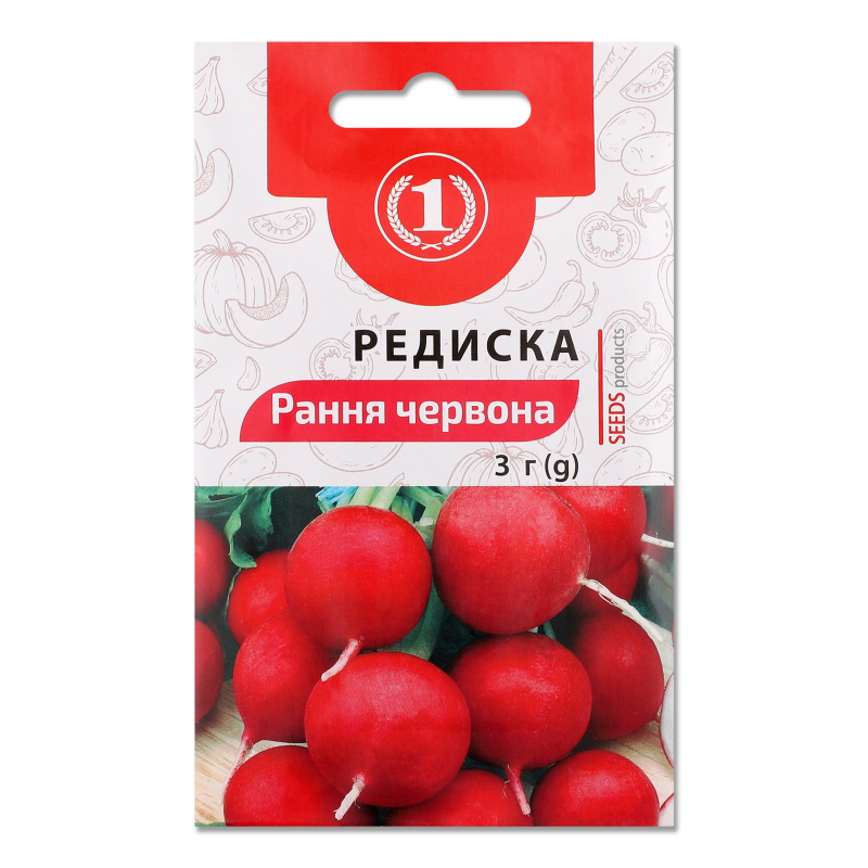 Насіння Редиска Ранній червоний 3г ТМ “1”
