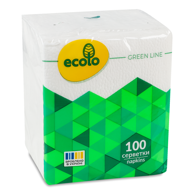 Серветки паперові Еколо білі 21*24см 1шар 100шт Рута