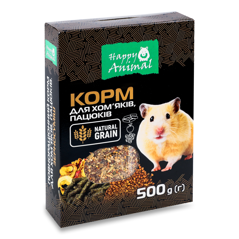 Корм д/хом”яків та пацюків 500г Happy Animal