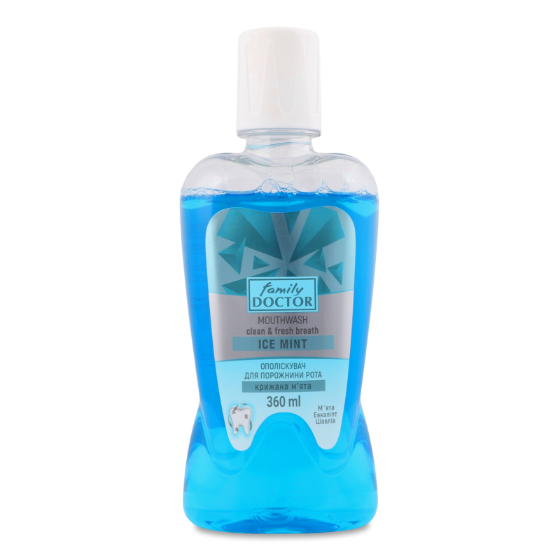 Ополіскувач д/ротової порожнини Профілактика карієсу Крижана м”ята 360мл Фемелі Доктор