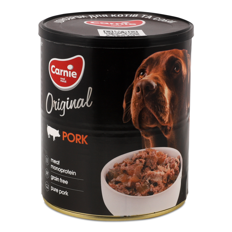 Корм д/дорослих собак Original Mono Protein з свининою 800г ж/б Carnie