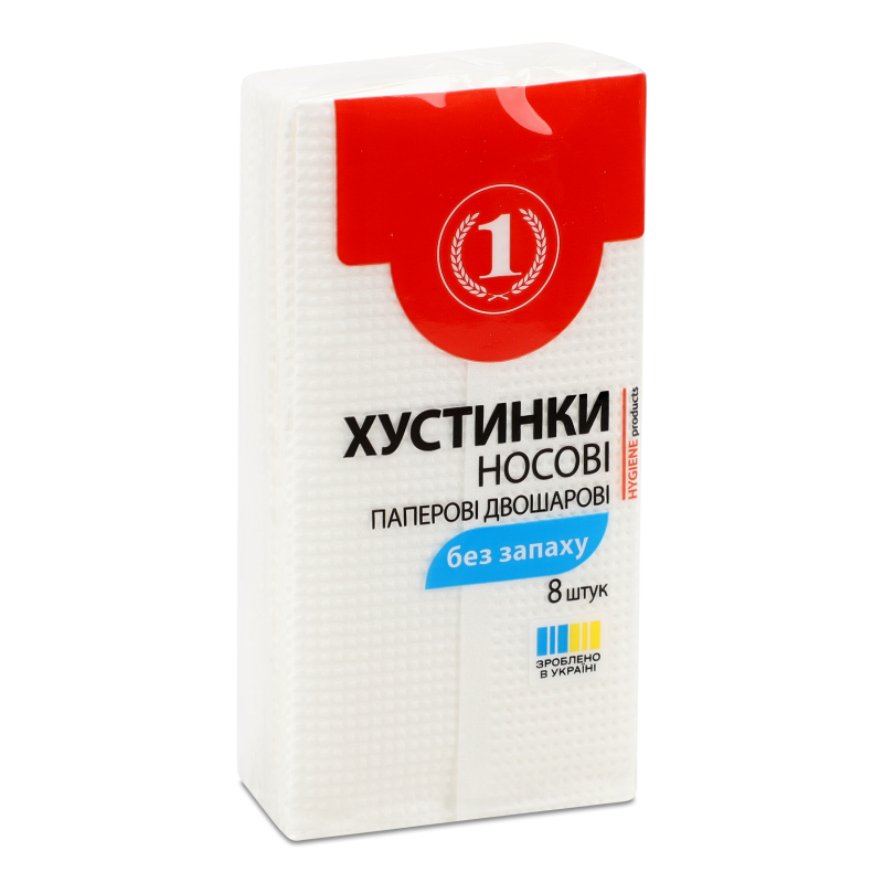 Хустинки носові паперові 2шари 8шт ТМ “1”