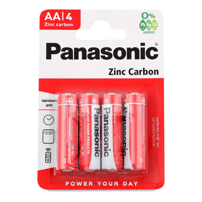 Елемент живлення АА R6 сольовий 4шт блістер Панасонік